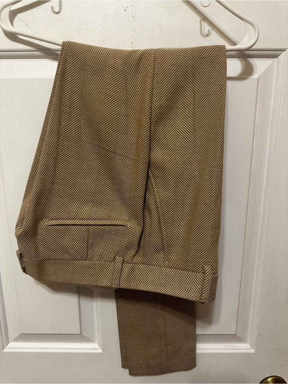 Zara ASOS Men's Herringbone Dress Pants in Tan/Beige